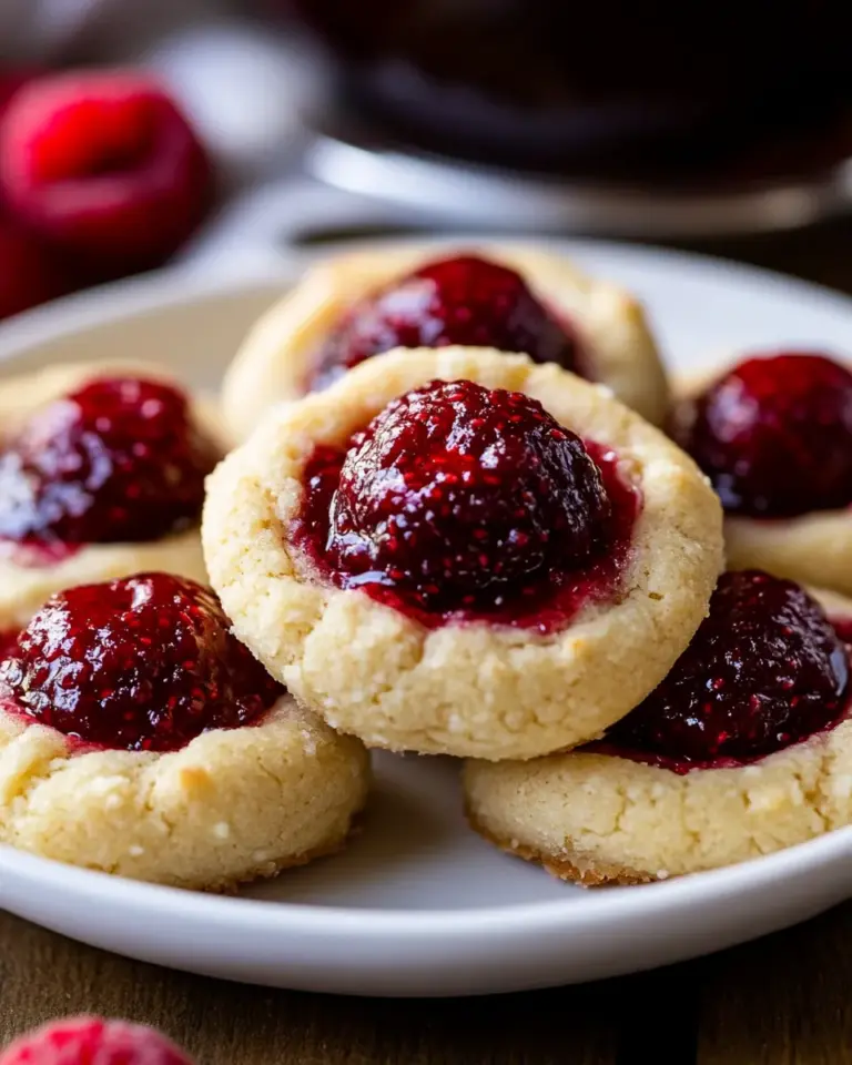 Homemade Almond Raspberry Thumbprint Cookies photo