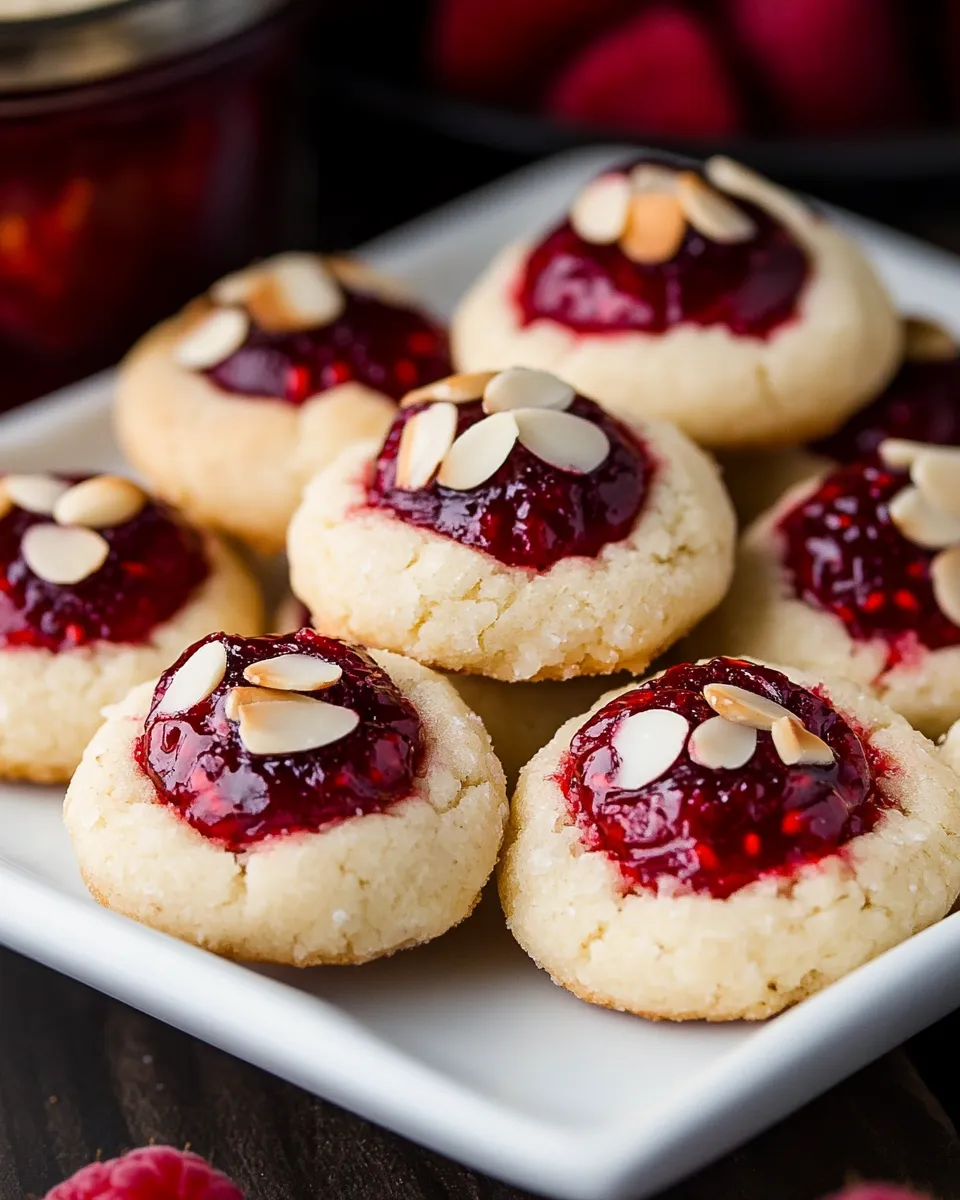 Easy Almond Raspberry Thumbprint Cookies recipe photo