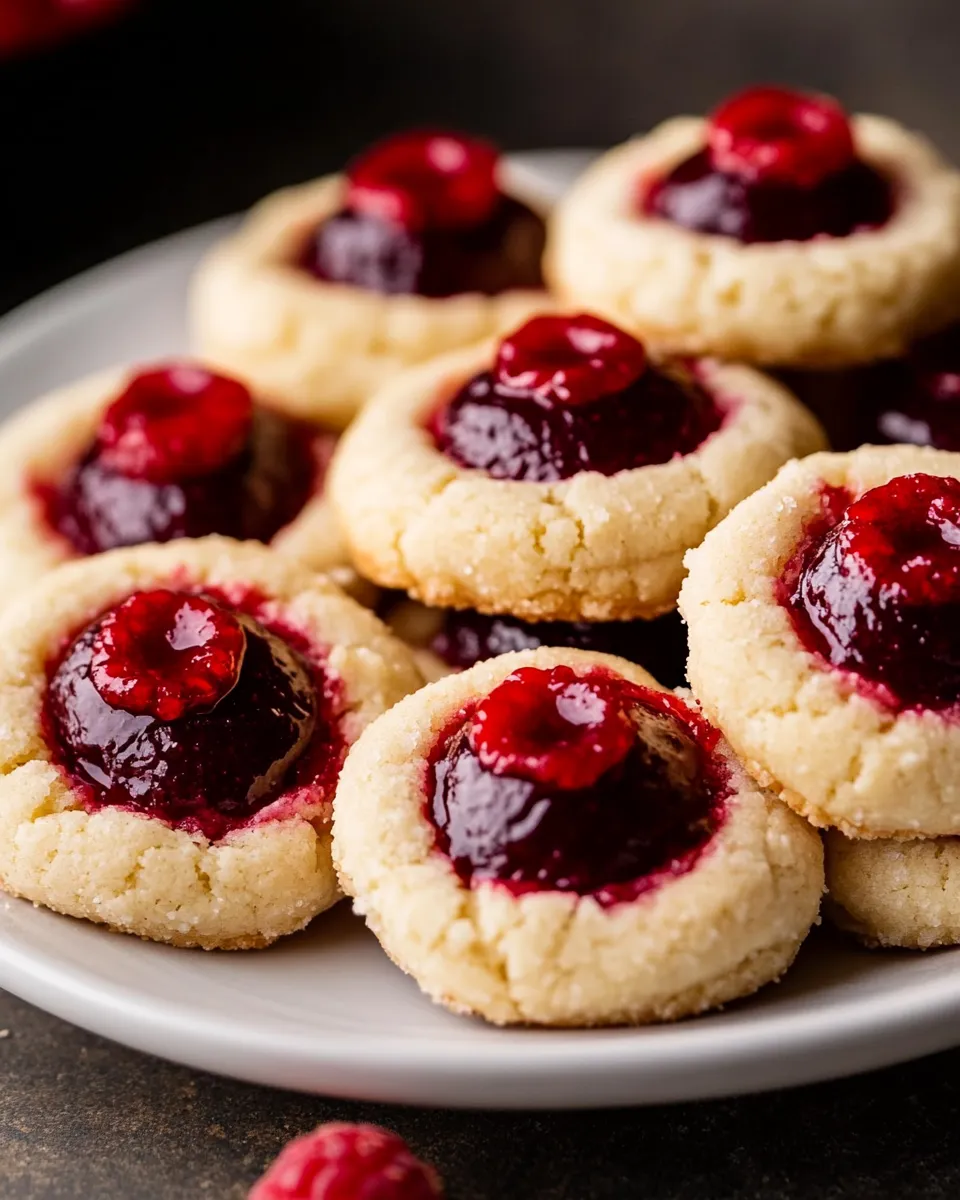 Delicious Almond Raspberry Thumbprint Cookies shot