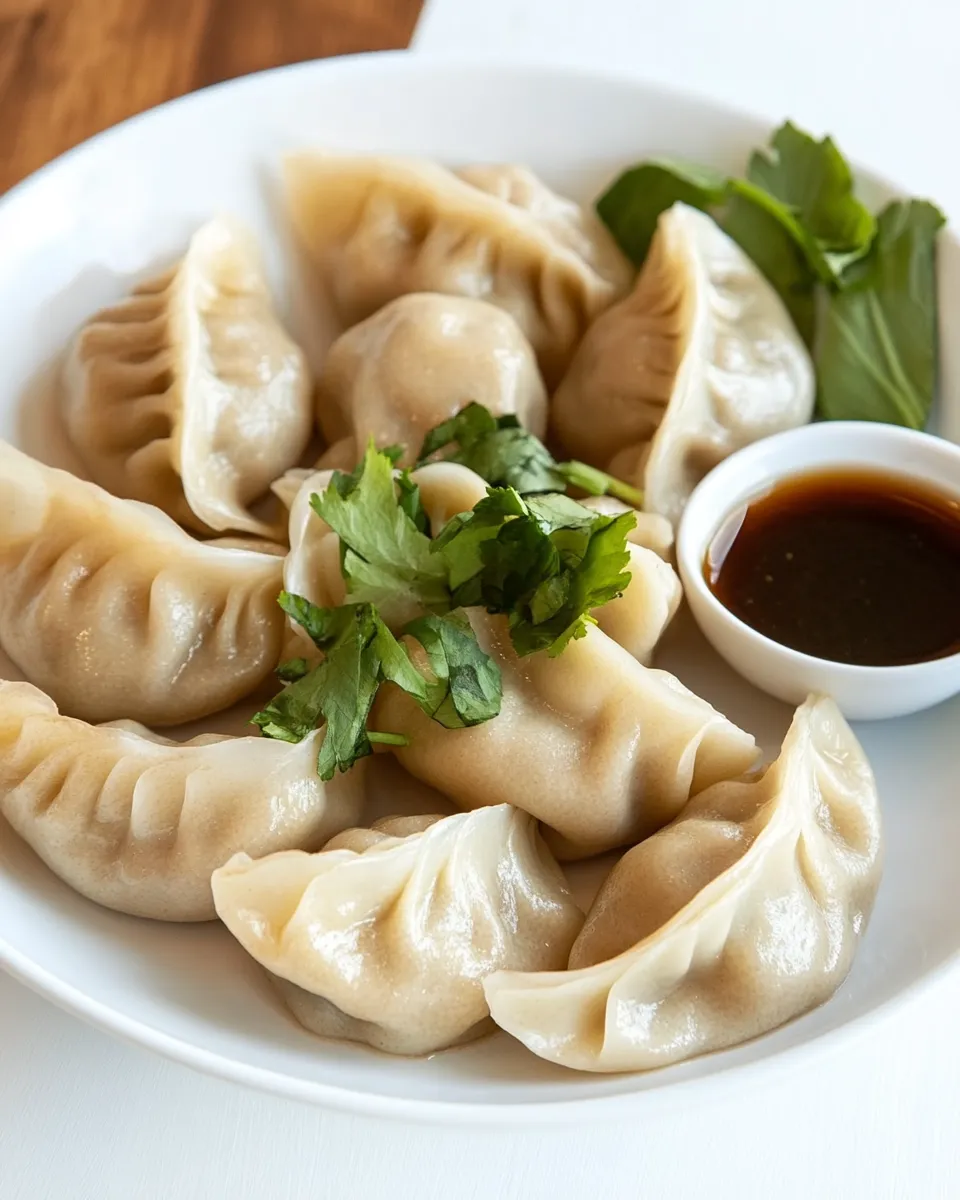 Easy Asian Chicken Dumplings with Soy Dipping Sauce image