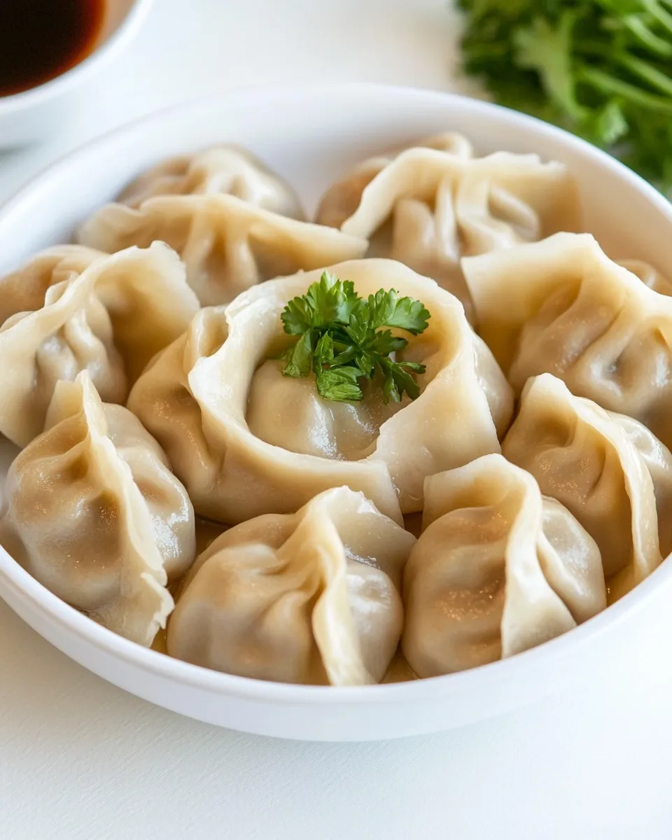 Delicious Asian Chicken Dumplings with Soy Dipping Sauce recipe photo