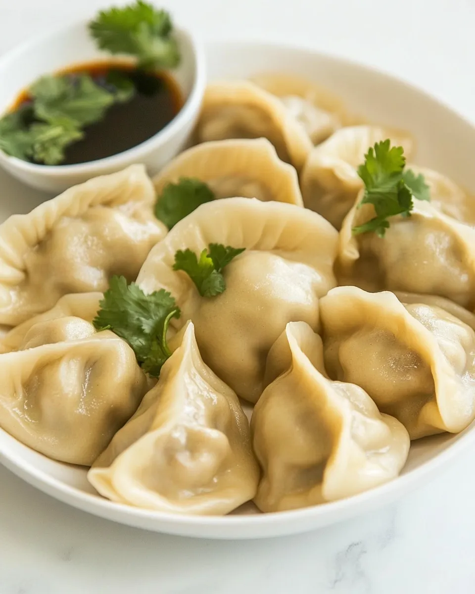 Best Asian Chicken Dumplings with Soy Dipping Sauce dish photo