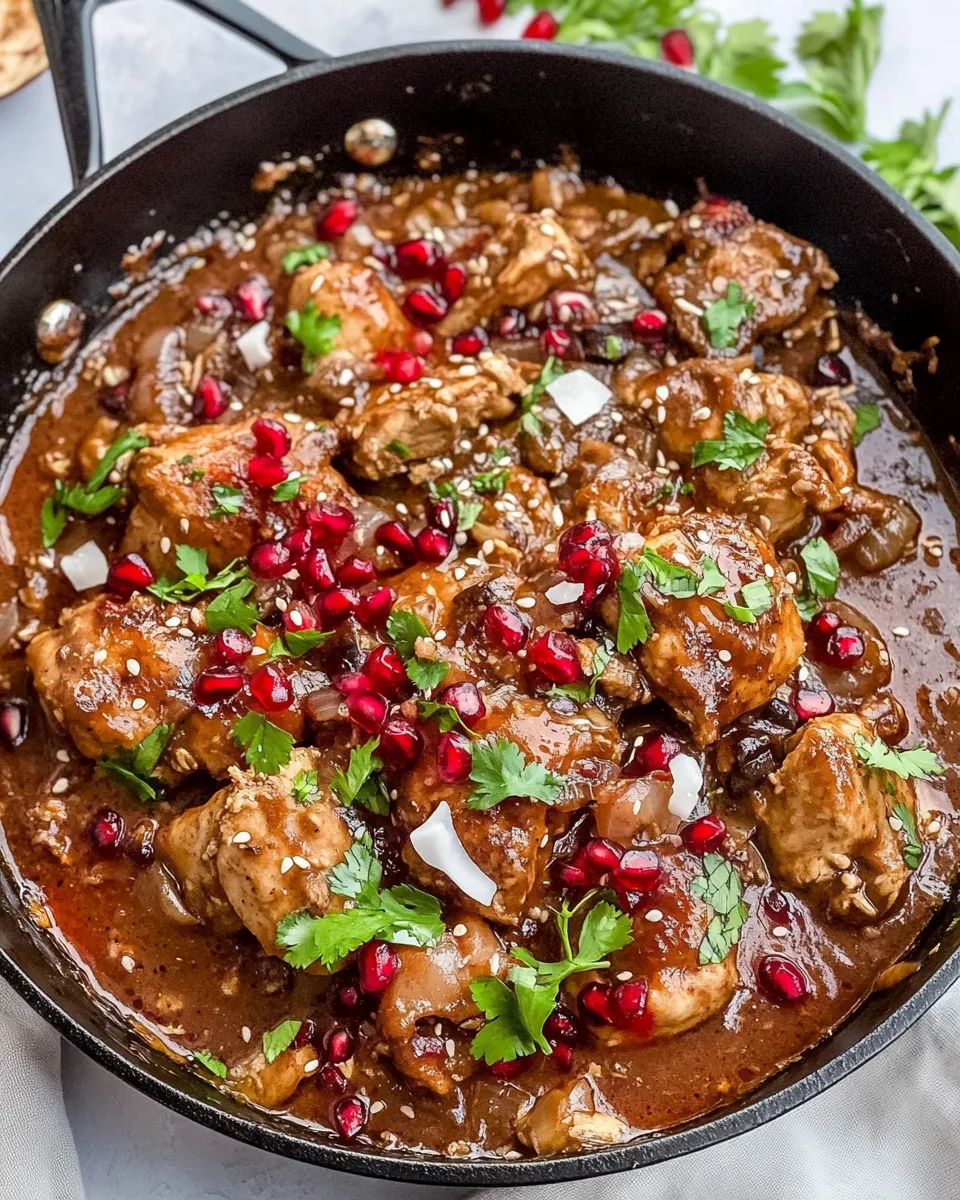 Delicious Asian Pomegranate Coconut Chicken Skillet image