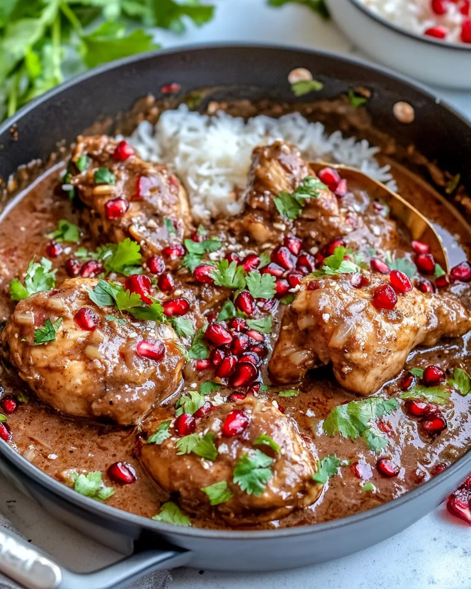 Healthy Asian Pomegranate Coconut Chicken Skillet shot