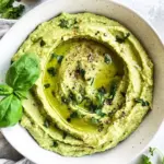 Homemade Avocado Hummus with Spinach photo