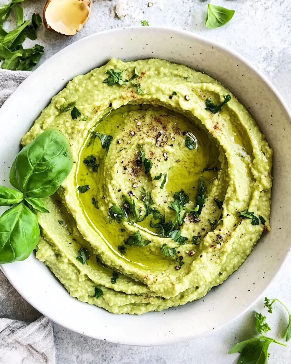 Homemade Avocado Hummus with Spinach photo