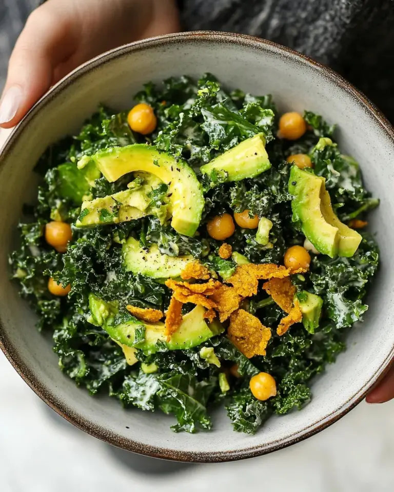 Homemade Avocado Kale Salad with Crispy Chickpeas photo