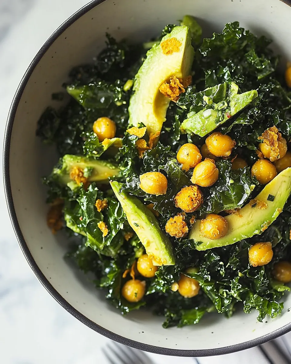 Easy Avocado Kale Salad with Crispy Chickpeas recipe photo