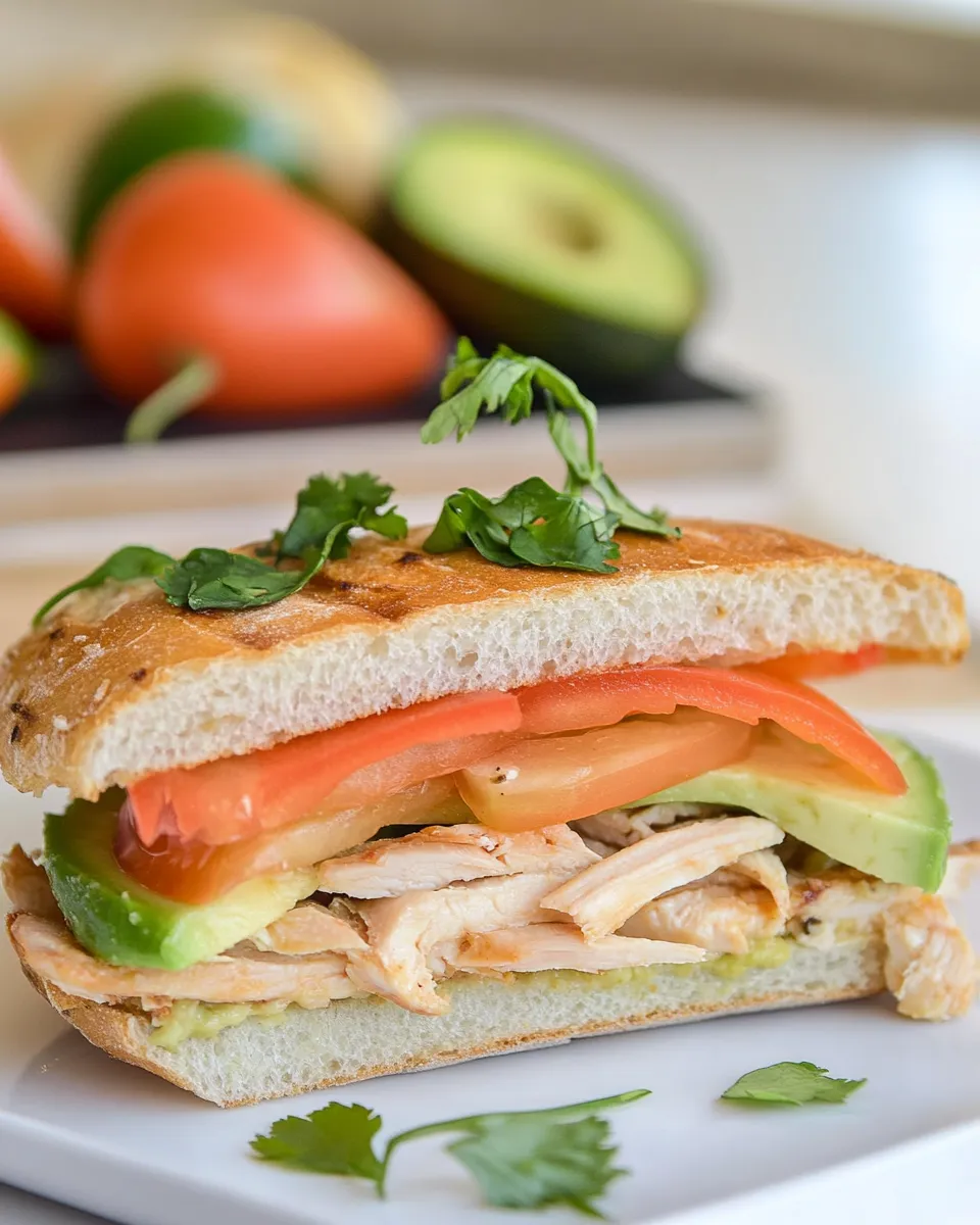 Delicious Avocado and Chicken Ciabatta Sandwich recipe image