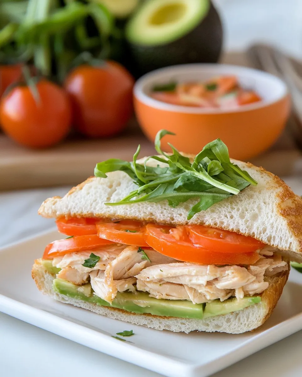 Quick Avocado and Chicken Ciabatta Sandwich plate image