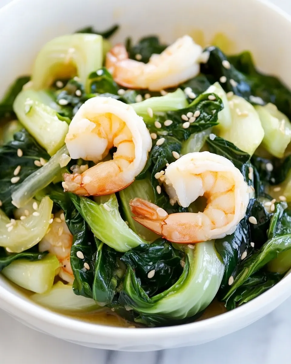 Healthy Baby Bok Choy with Shrimp dish photo