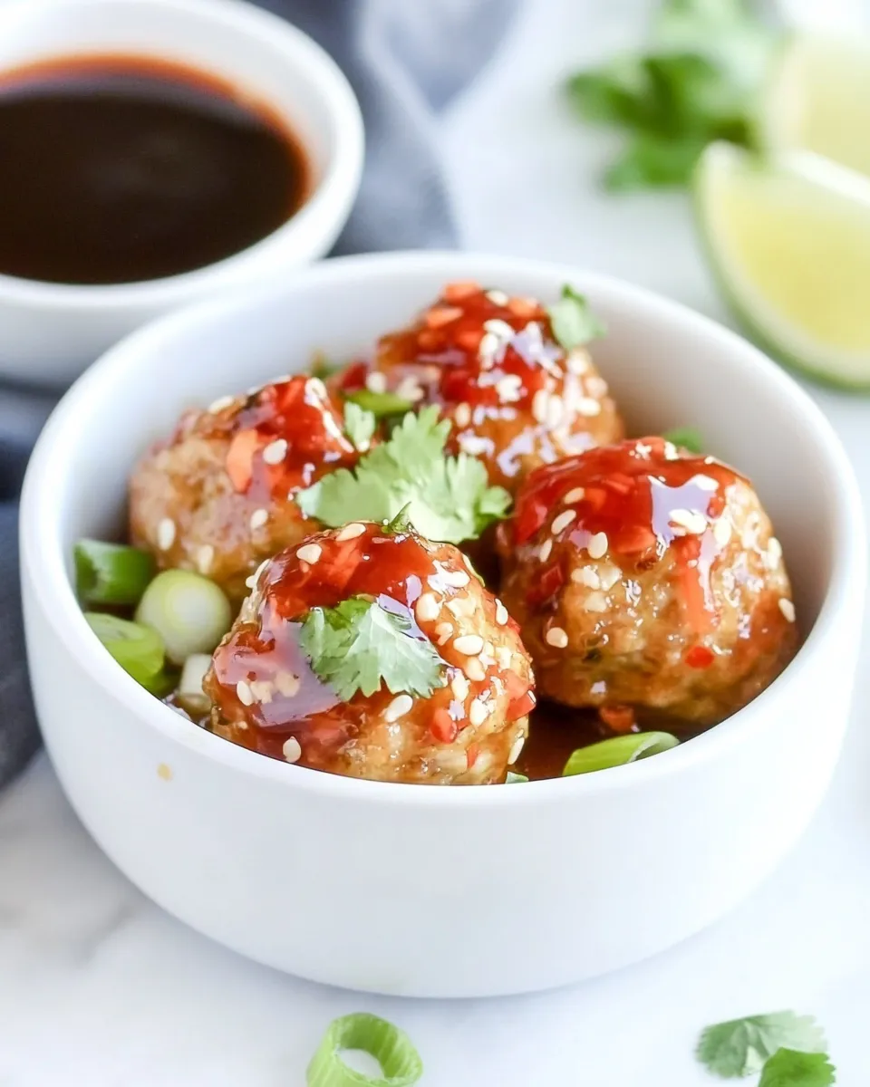 Delicious Baked Chicken Meatballs with Sweet Oyster Sauce image