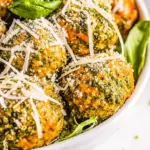 Homemade Baked Chicken Pesto Meatballs photo