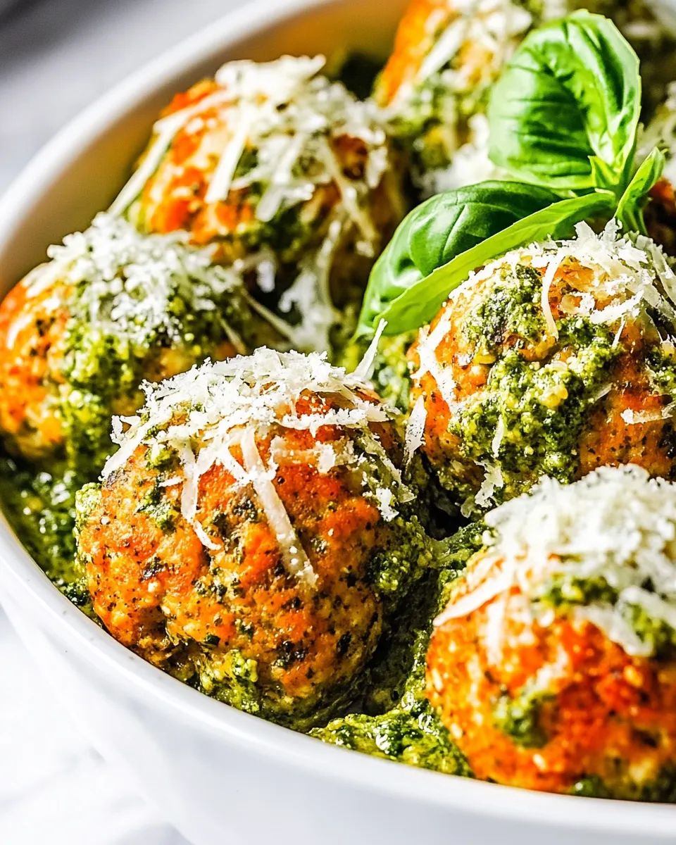 Classic Baked Chicken Pesto Meatballs image