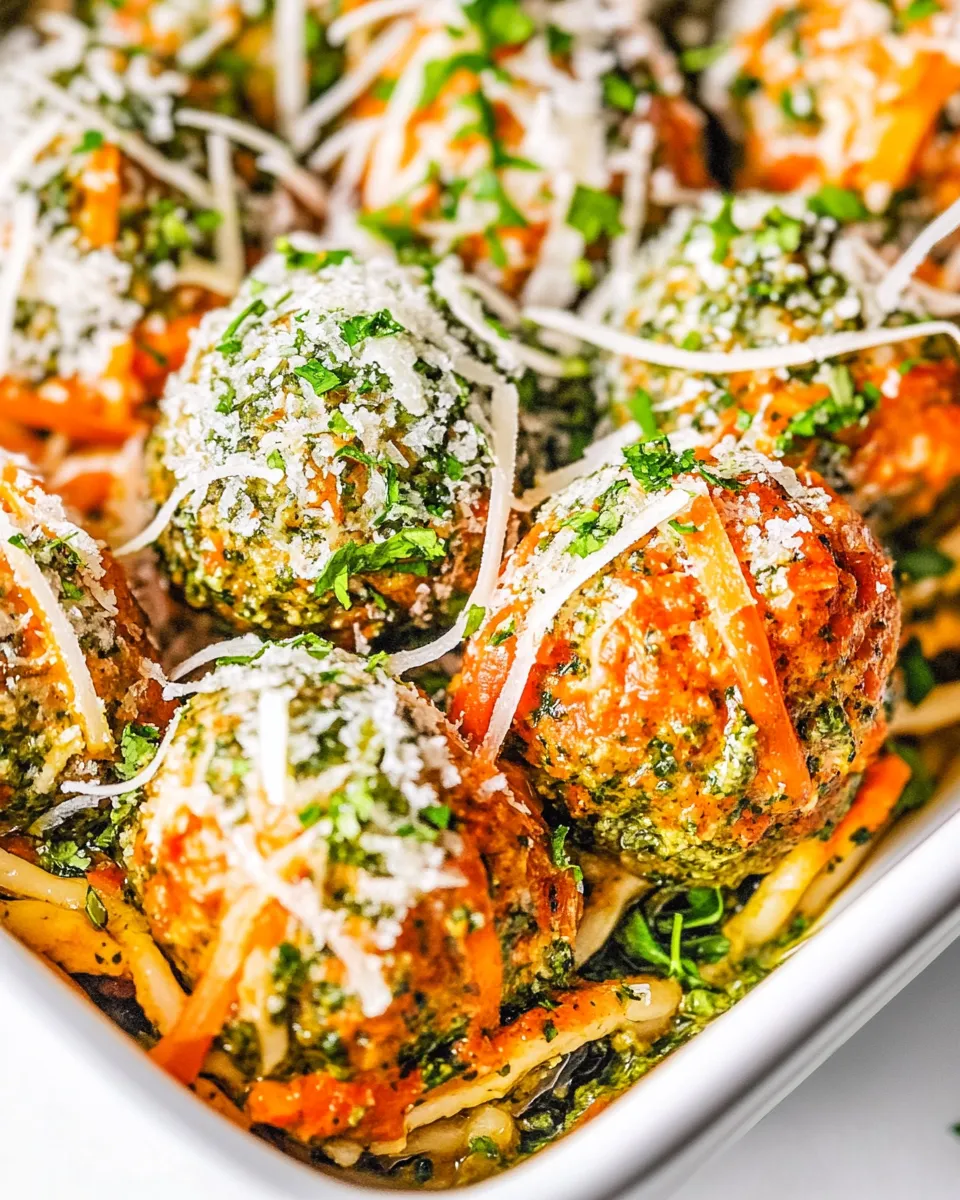 Easy Baked Chicken Pesto Meatballs recipe photo