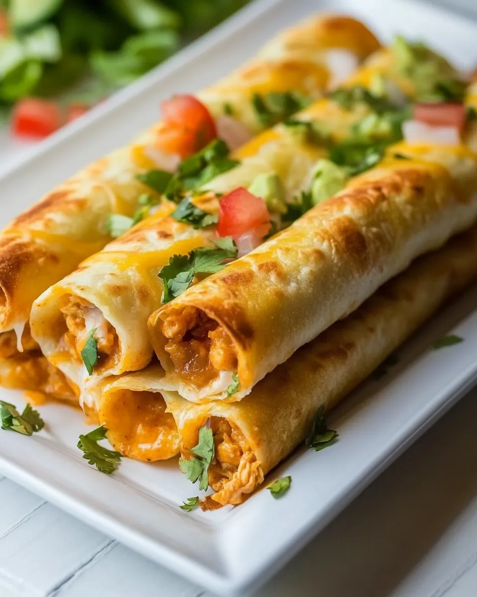 Delicious Baked Creamy Cheesy Chicken Flautas shot