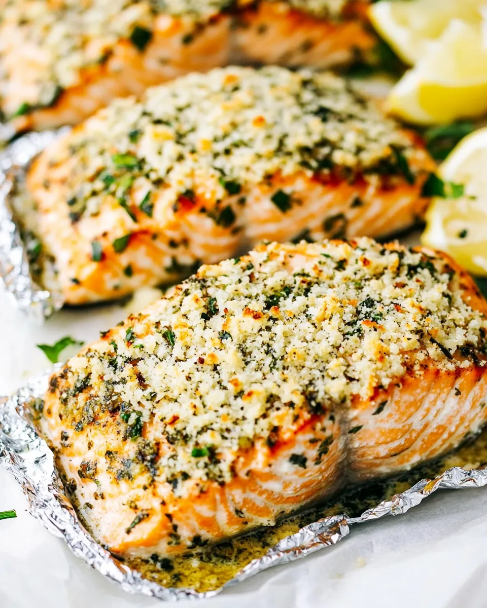 Homemade Baked Parmesan Garlic Herb Salmon in Foil photo
