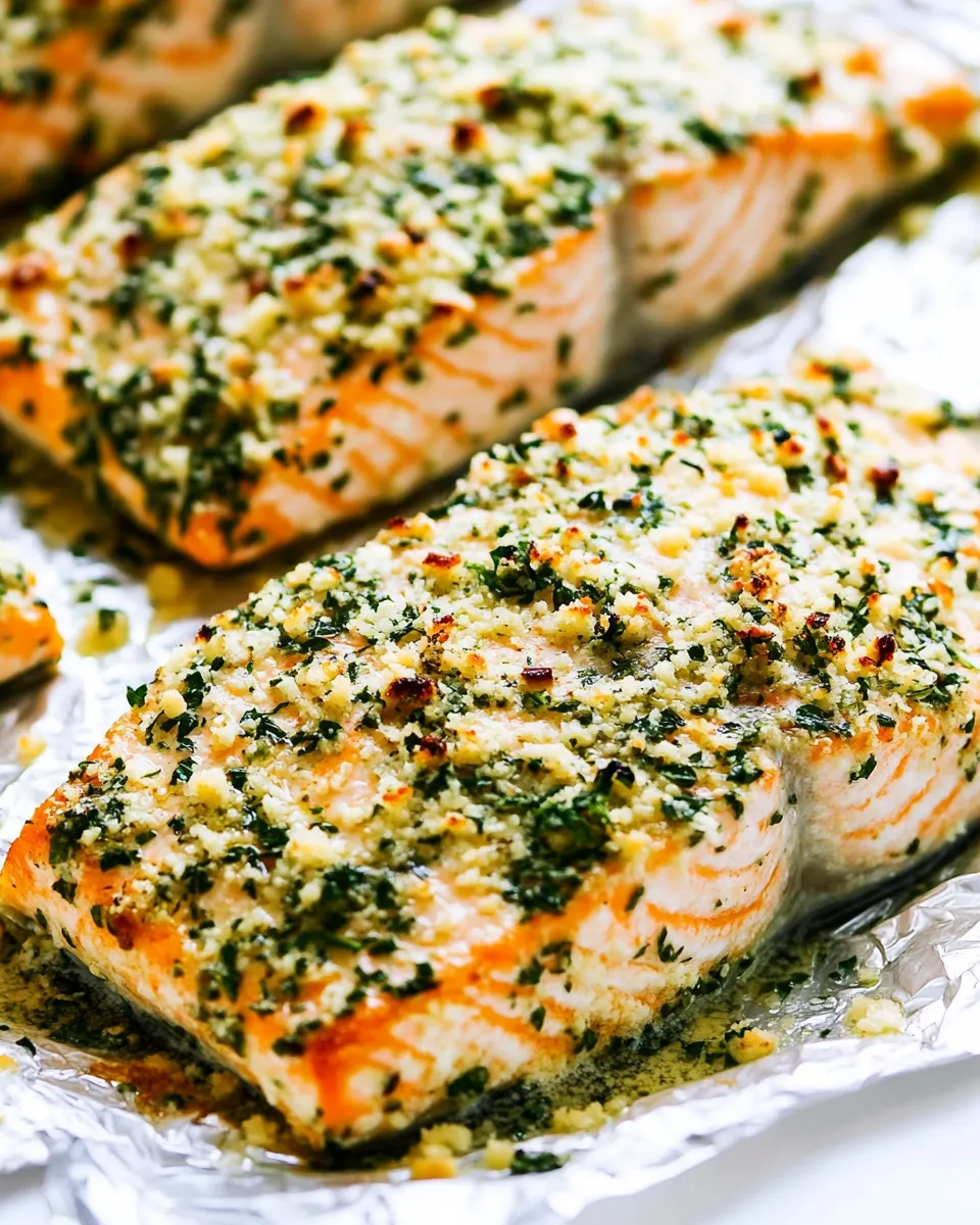 Classic Baked Parmesan Garlic Herb Salmon in Foil image