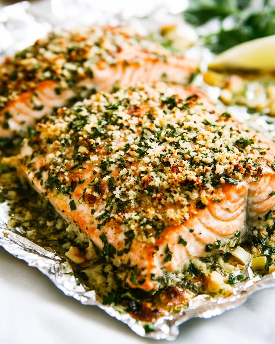 Easy Baked Parmesan Garlic Herb Salmon in Foil recipe photo