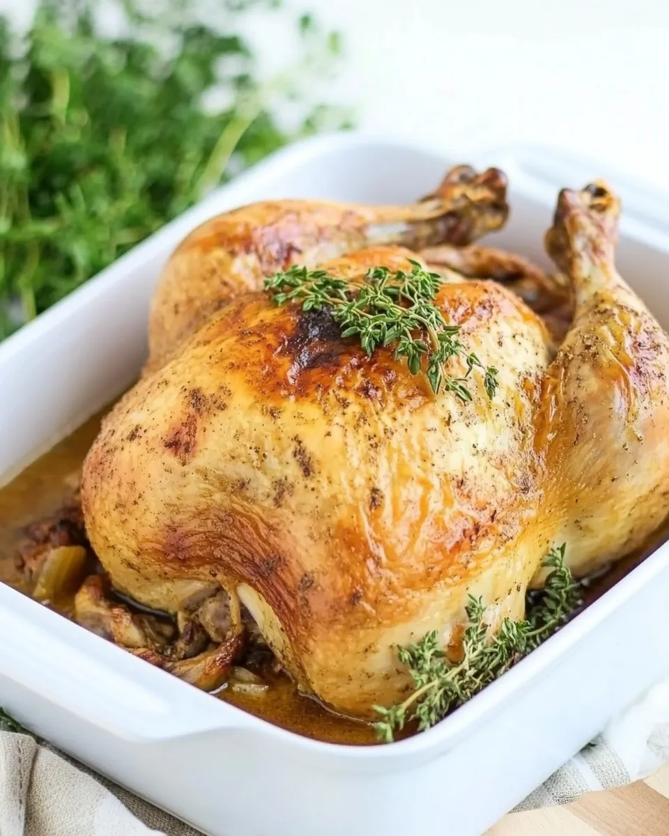 Delicious Baked Rotisserie Chicken made in the Oven shot