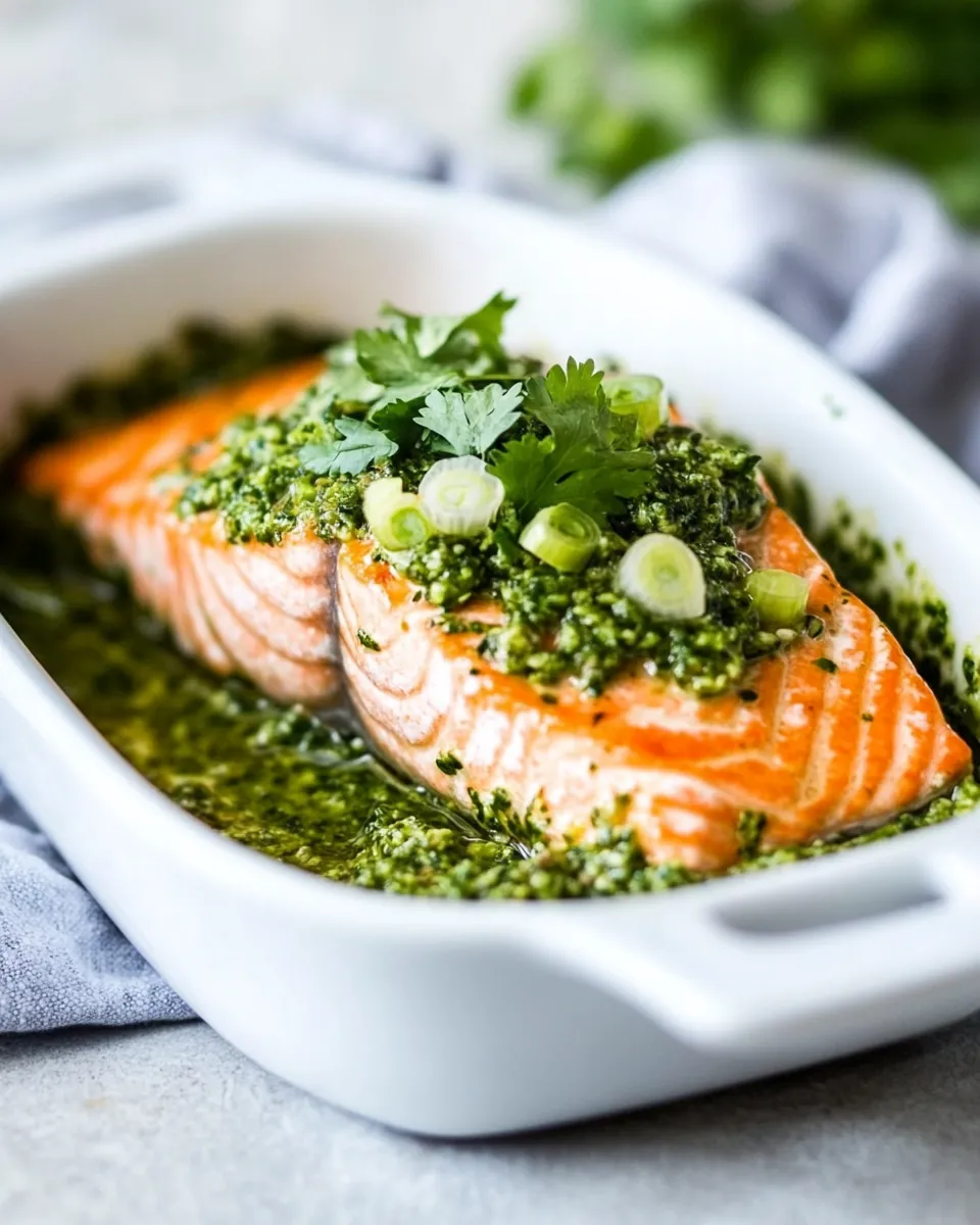 Best Baked Salmon With Asian Cilantro Pesto recipe photo