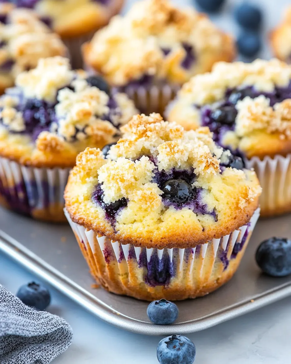 Classic Bakery Style Blueberry Muffins image