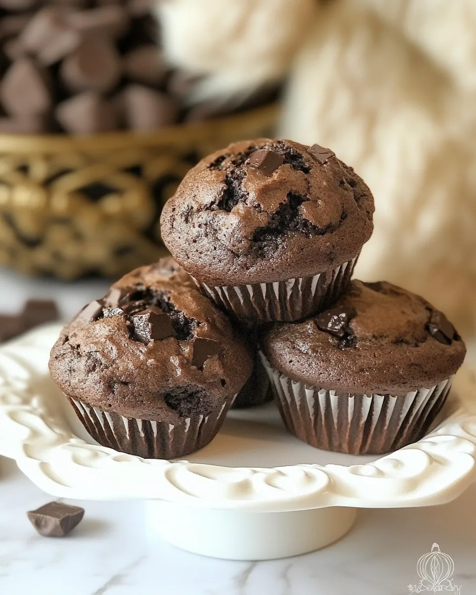 Homemade Bakery Style Double Chocolate Muffins Recipe photo