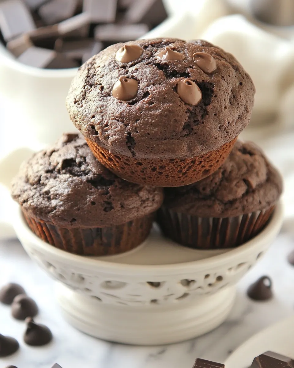 Delicious Bakery Style Double Chocolate Muffins Recipe image