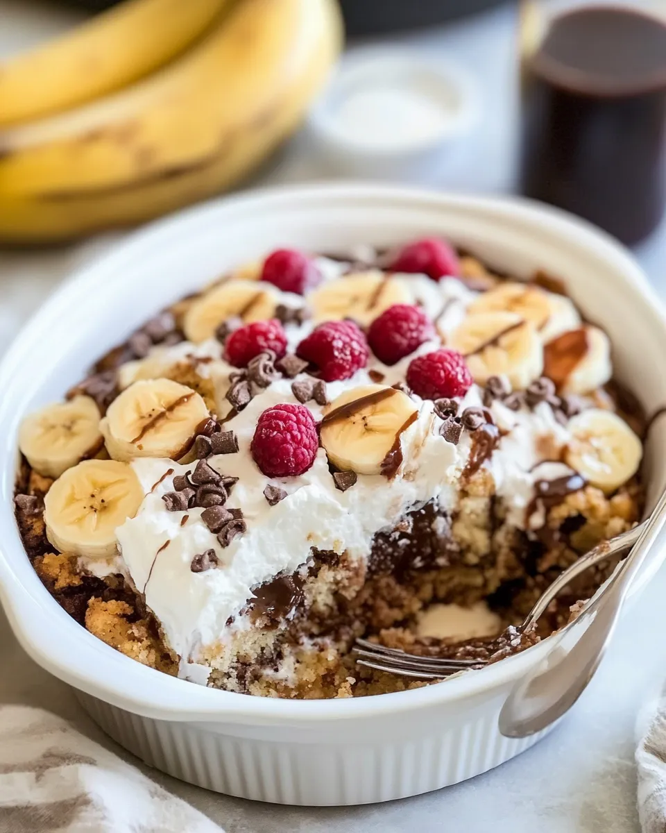 Delicious Banana Split Dump Cake shot