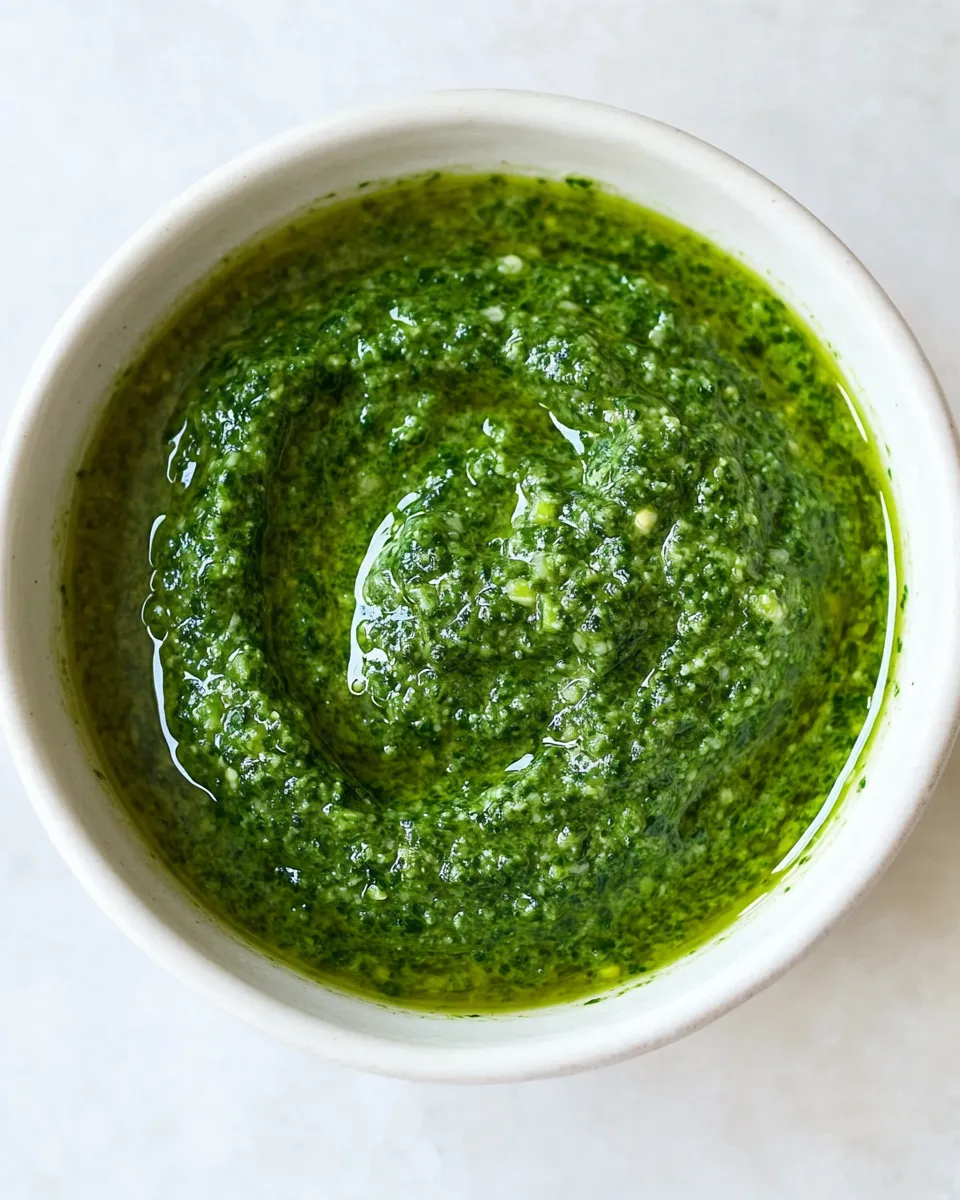 Classic Basil and Spinach Pesto shot