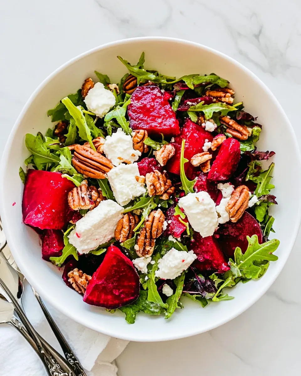 Easy Beet Salad with Goat Cheese and Candied Pecans recipe photo