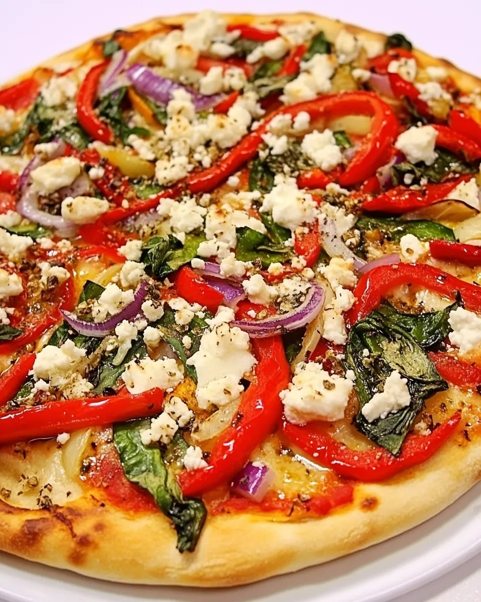 Homemade Bell Pepper, Red Onion, and Goat Cheese Pizza photo