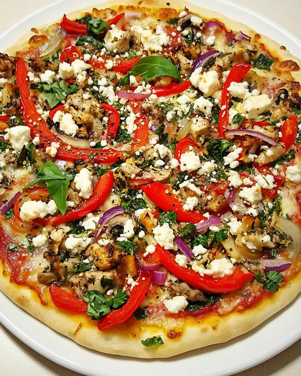 Tasty Bell Pepper, Red Onion, and Goat Cheese Pizza shot