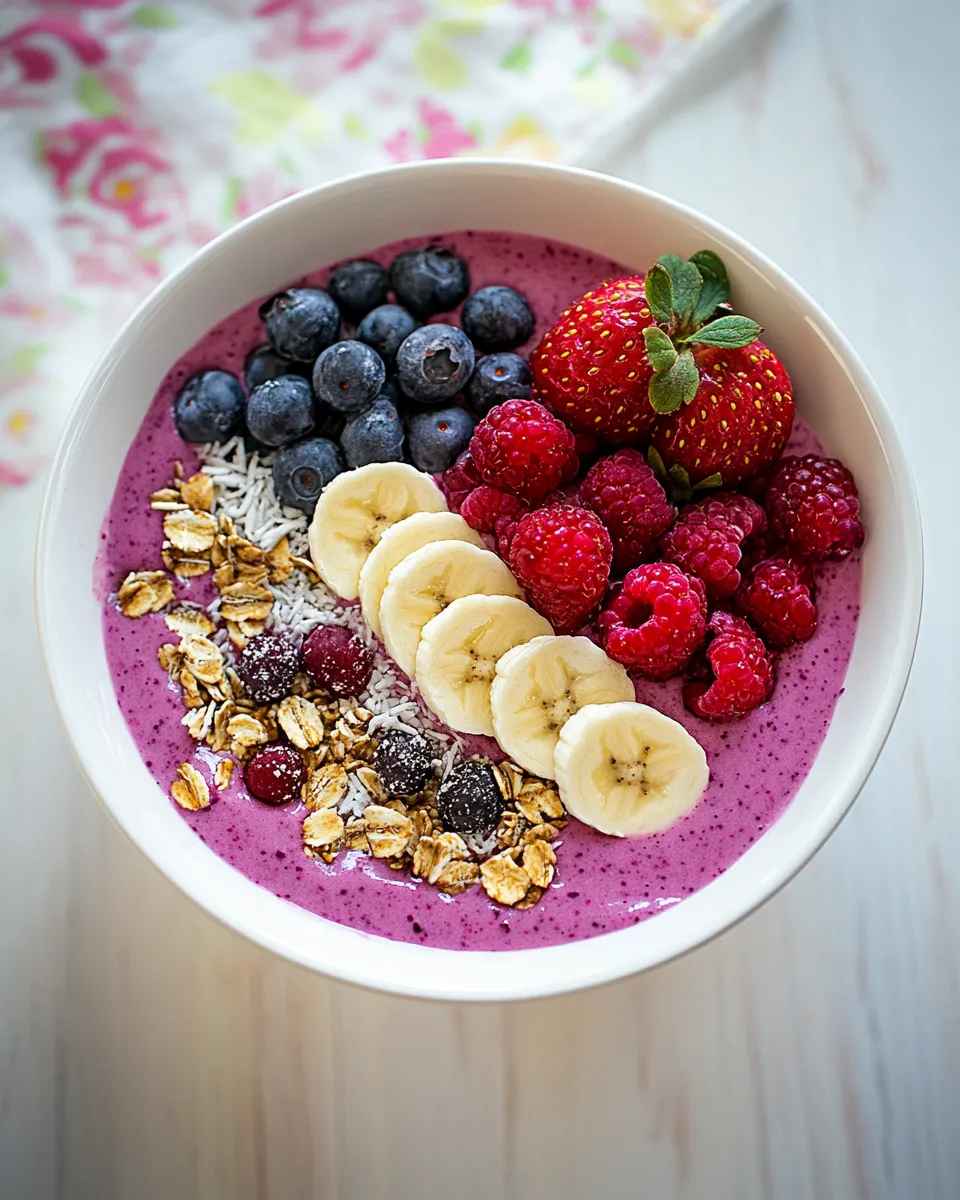 Delicious Berry smoothie bowl with banana image