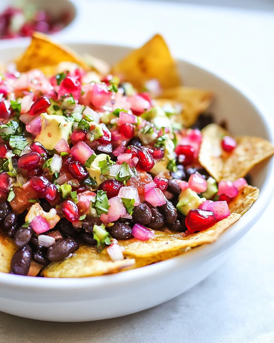 Delicious Black Bean Nachos with Pomegranate Salsa image