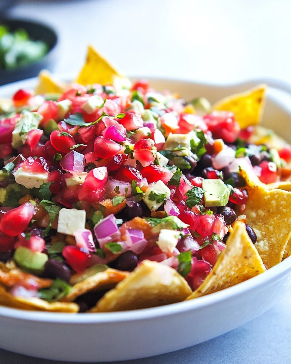 Easy Black Bean Nachos with Pomegranate Salsa recipe photo