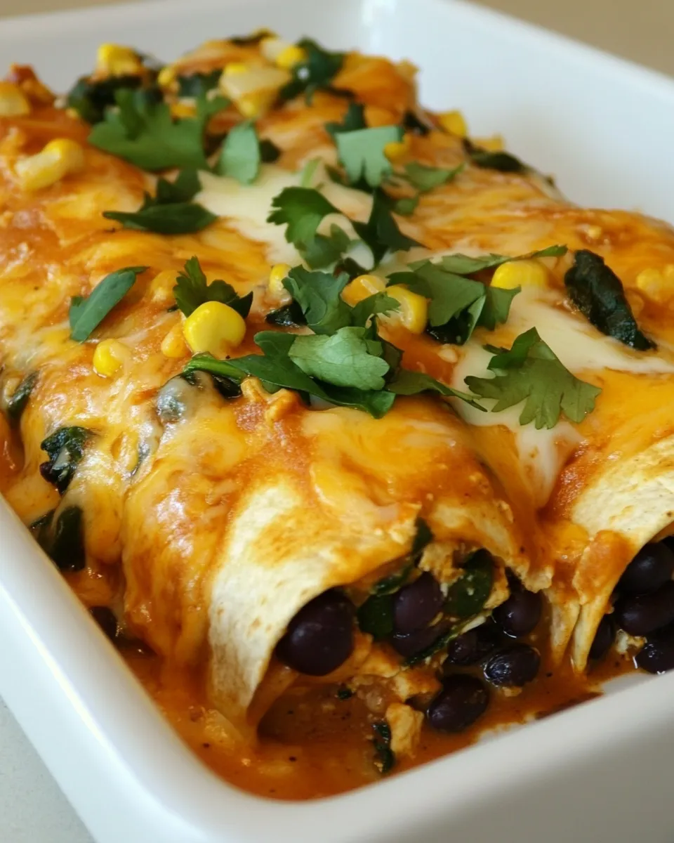 Delicious Black Bean Spinach Enchiladas image