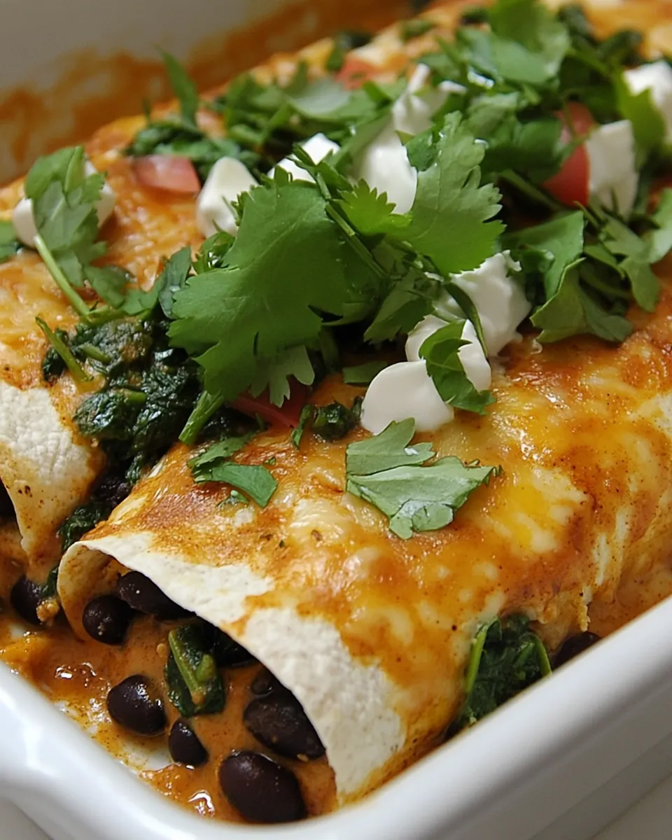 Healthy Black Bean Spinach Enchiladas shot
