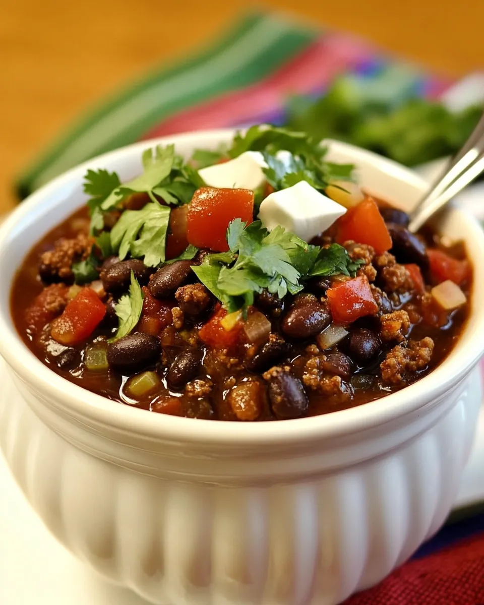 Homemade Black Bean and Beef Chili photo