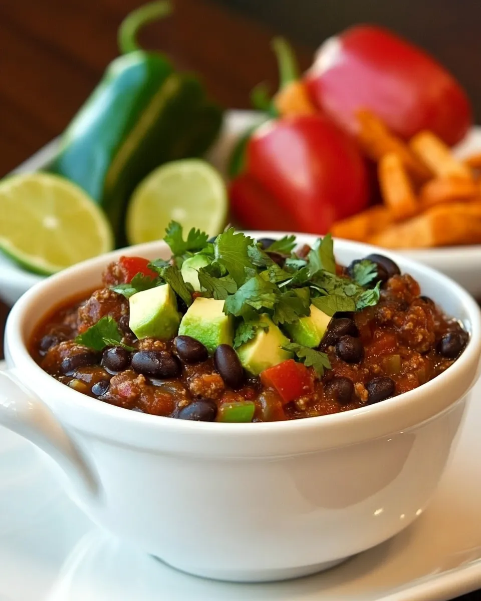 Delicious Black Bean and Beef Chili shot