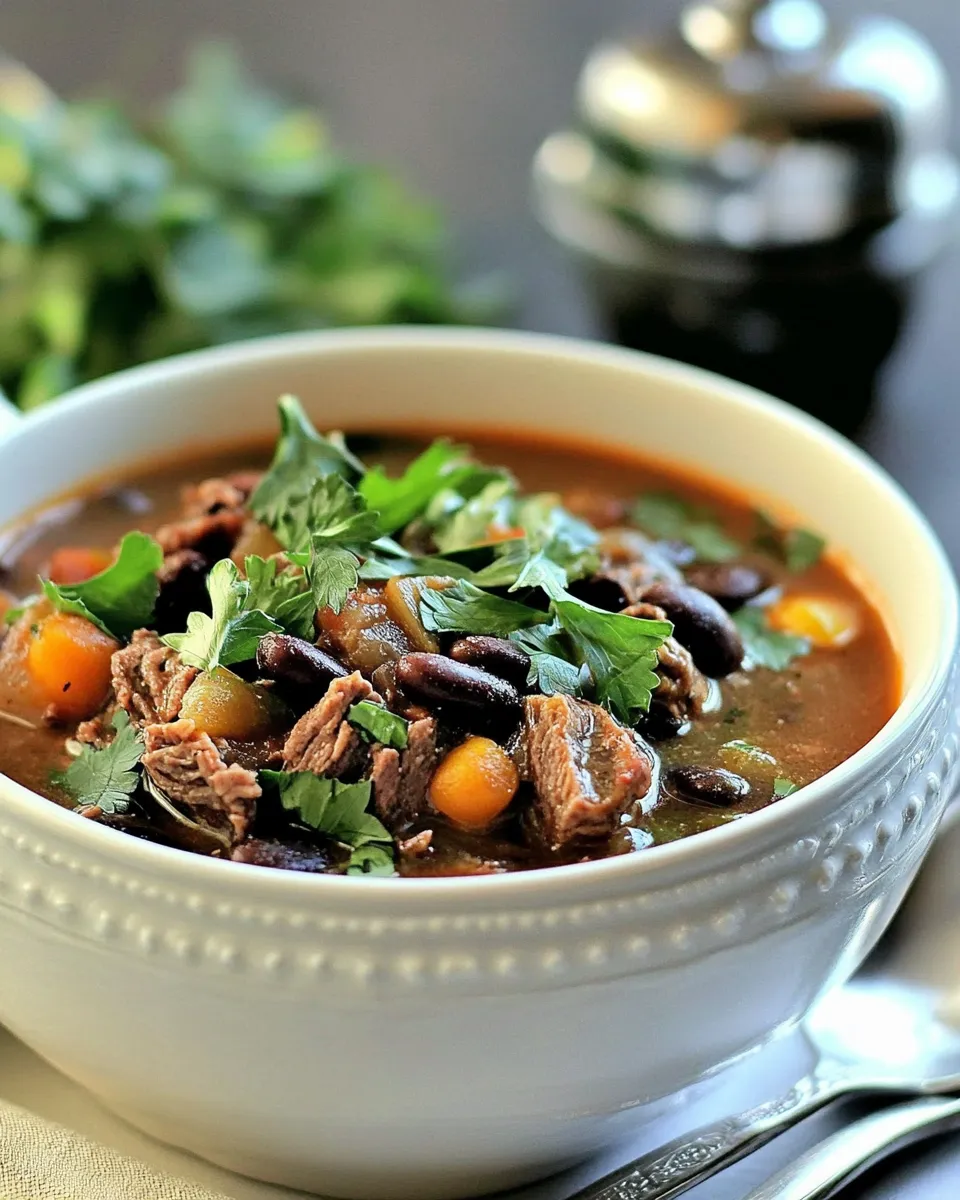 Easy Black Bean and Steak Soup Recipe shot