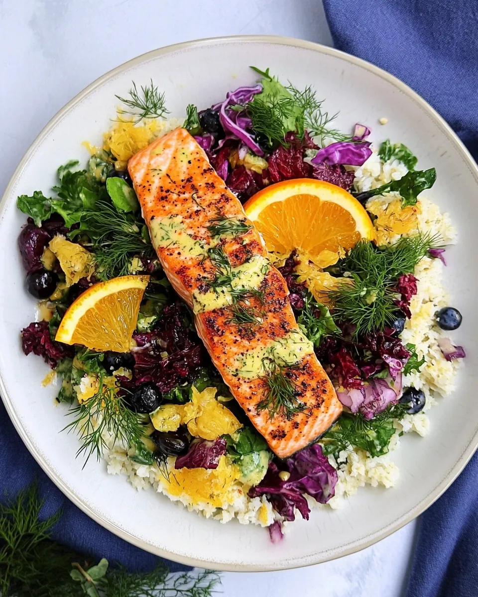 Delicious Blood Orange Salmon Salad With Orange Dill Dressing image