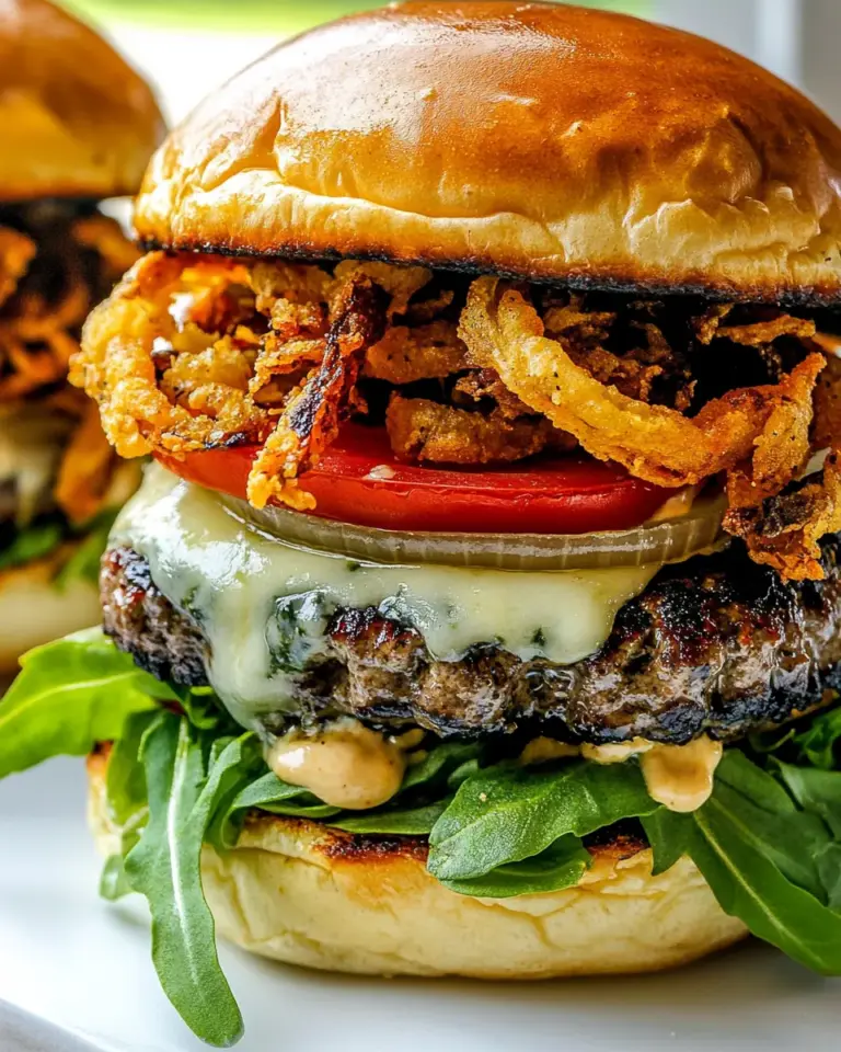 Homemade Blue Cheese Burgers with Crispy Fried Onion photo