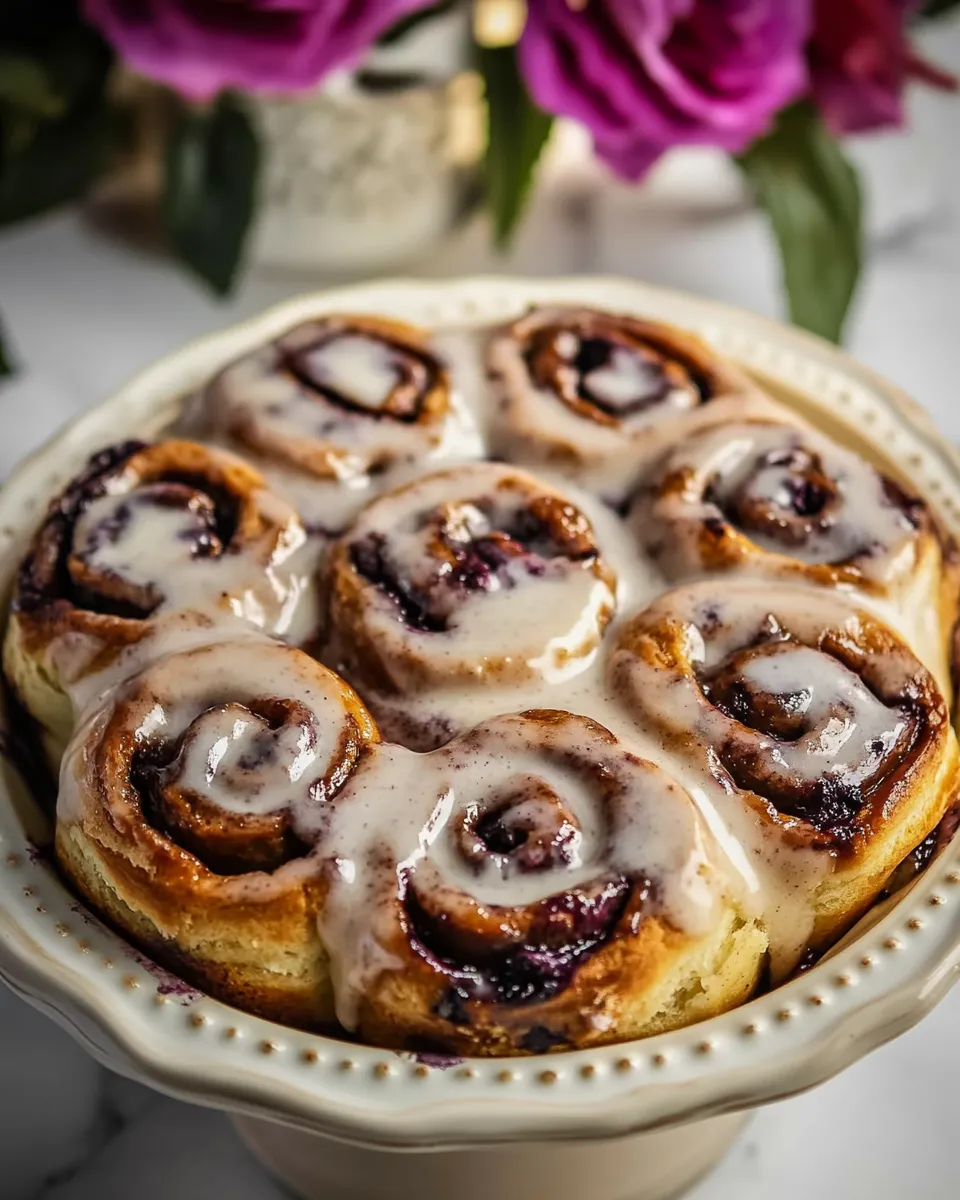 Classic Blueberry Cinnamon Rolls with Maple Icing. picture