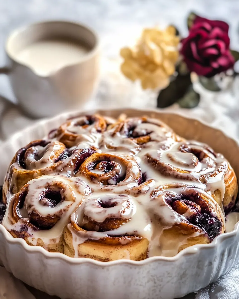 Savory Blueberry Cinnamon Rolls with Maple Icing. image