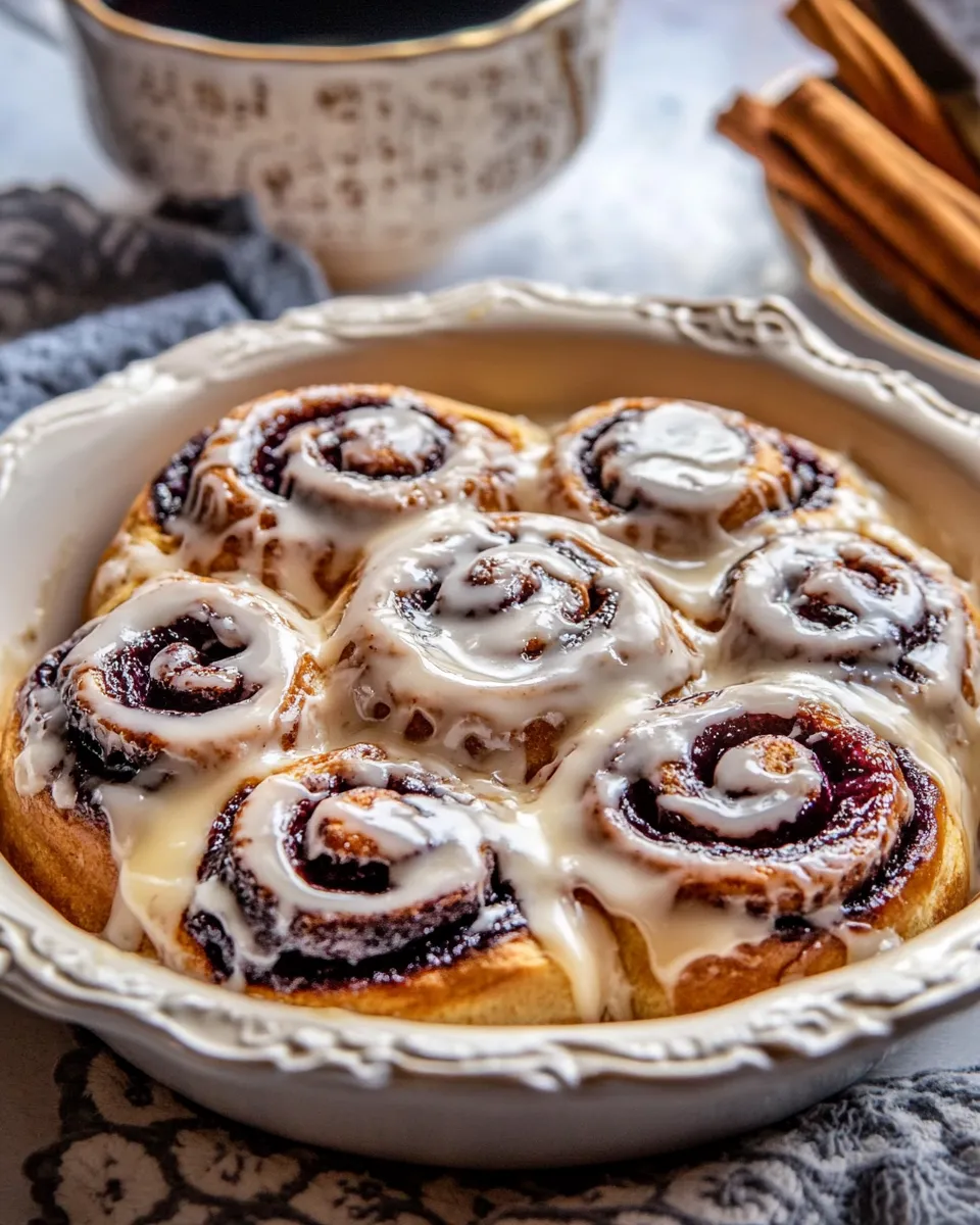 Sweet Blueberry Cinnamon Rolls with Maple Icing. picture