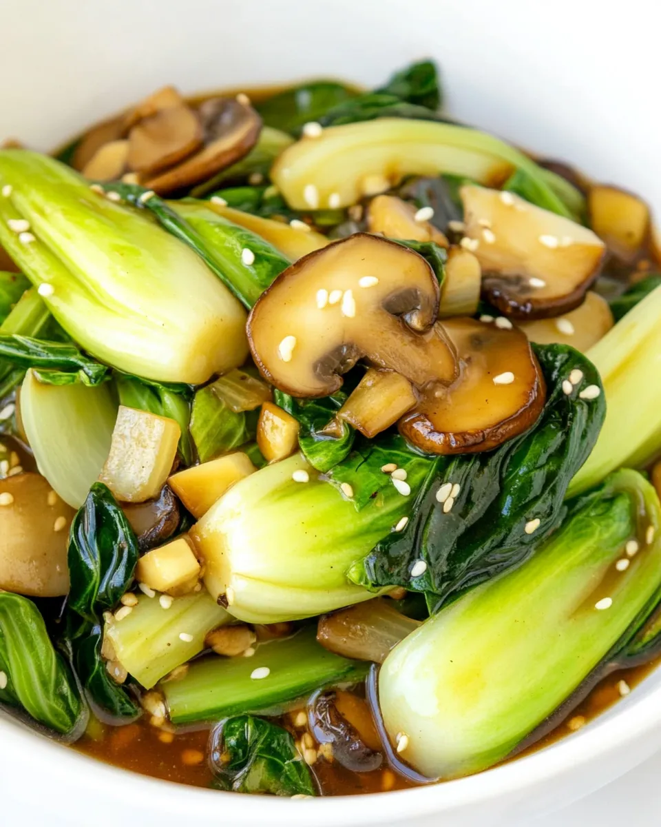 Delicious Bok Choy and Shiitake Mushrooms in Garlic Sauce image