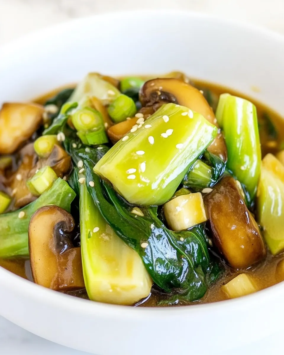 Healthy Bok Choy and Shiitake Mushrooms in Garlic Sauce recipe photo