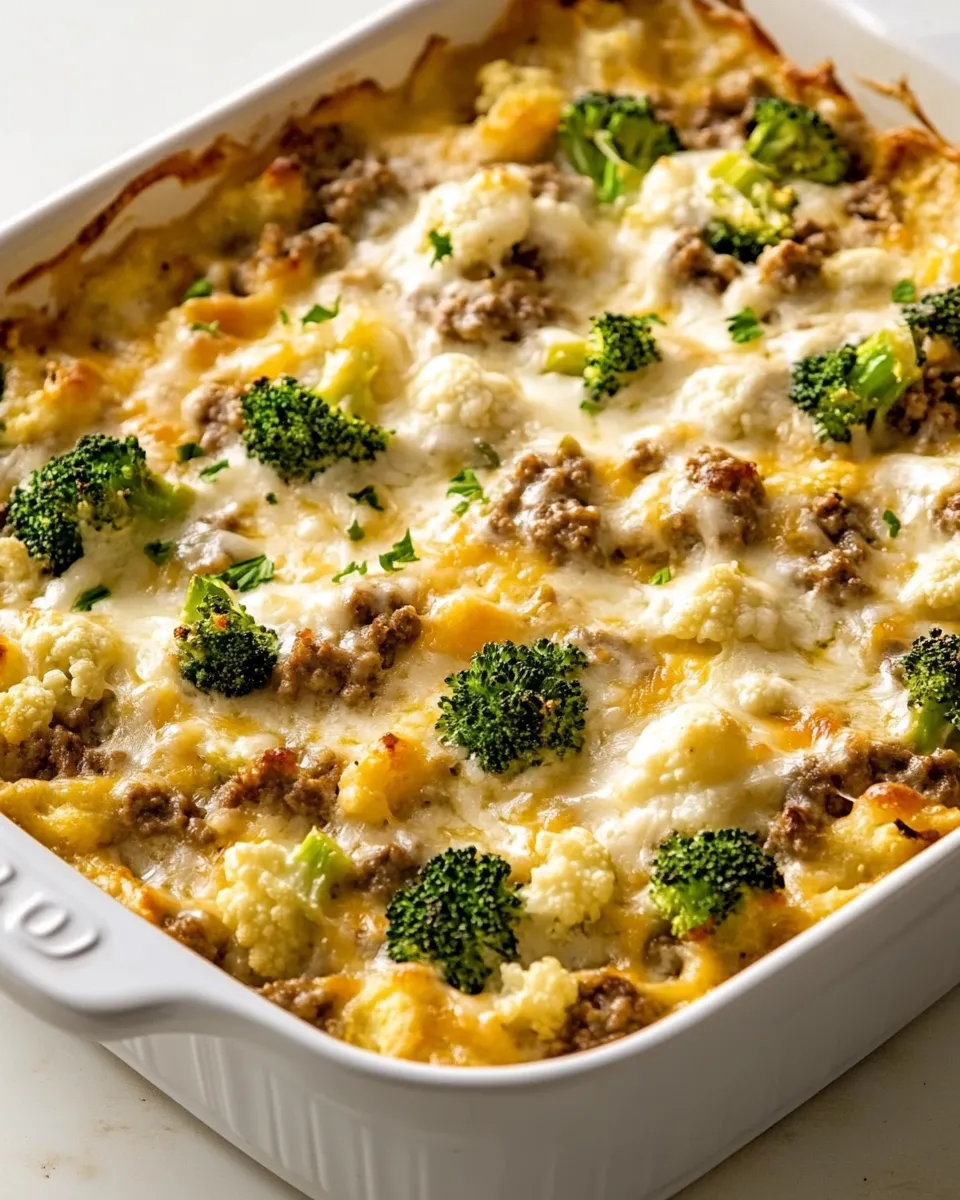 Easy Broccoli Cauliflower Ground Beef Casserole photo
