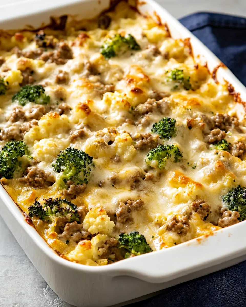 Delicious Broccoli Cauliflower Ground Beef Casserole image
